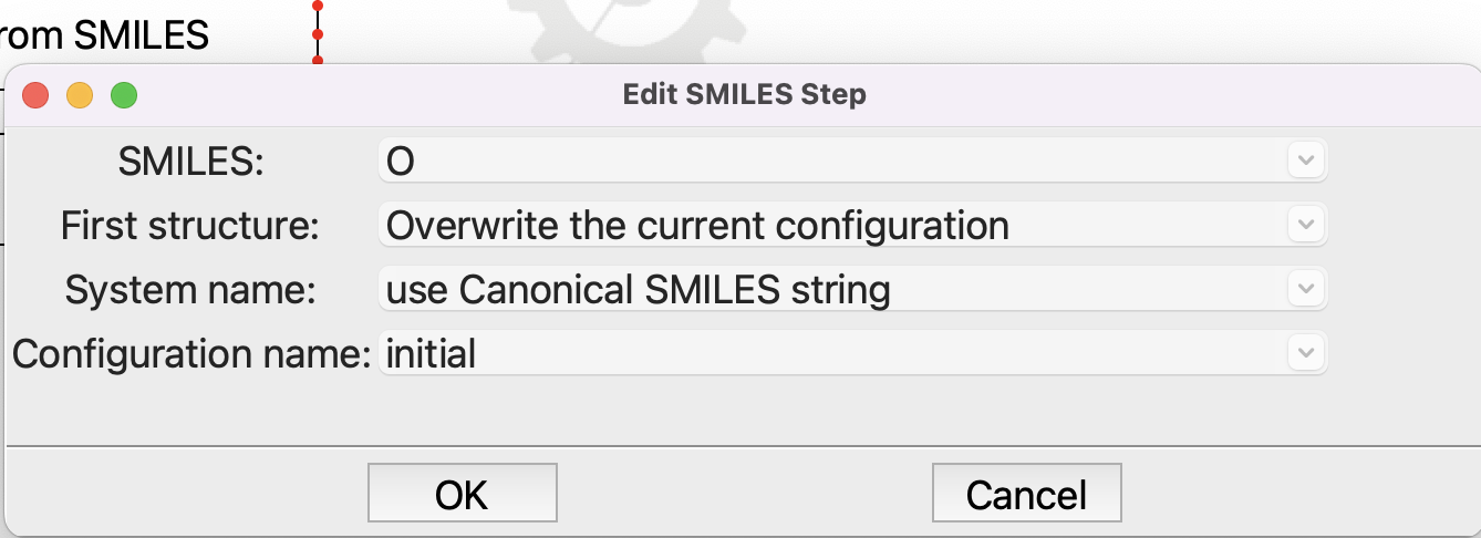 Editing the **From SMILES** step