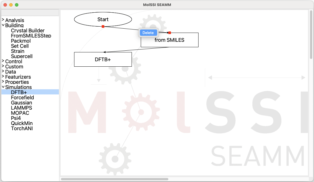 The disconnecting the ``from SMILES`` step