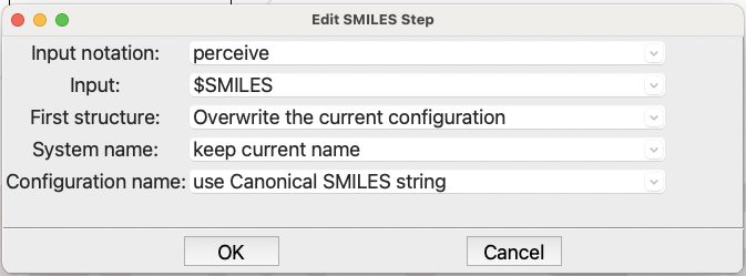 Editing the ``from SMILES`` step