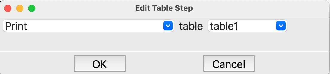 Table dialog