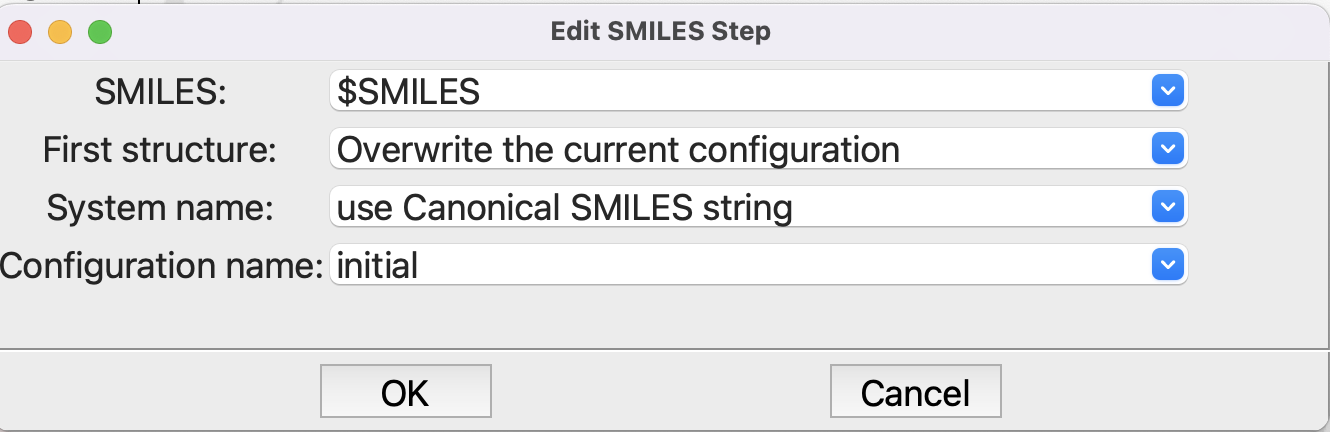Editing the **from SMILES step**