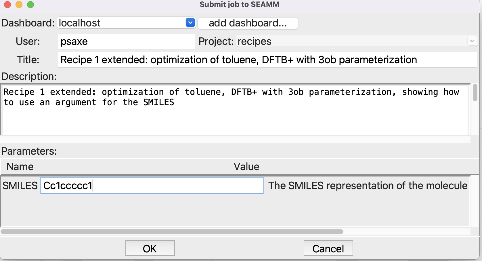 Submitting the job with a parameter