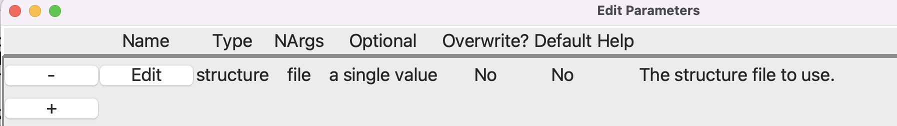 Setting up the **Parameters** step