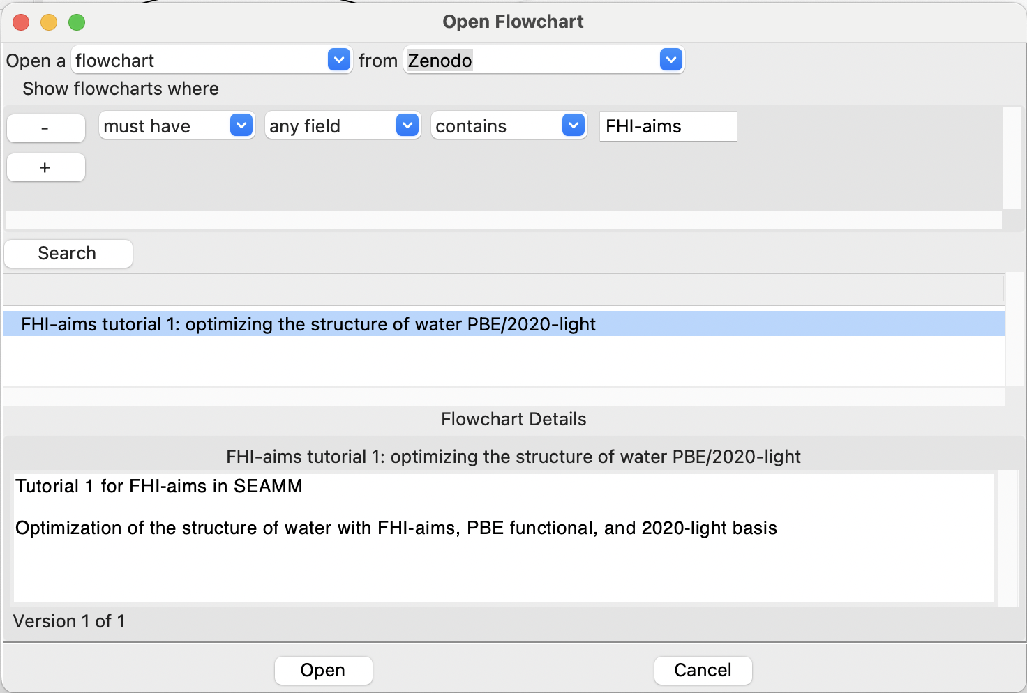 Searching Zenodo for FHI-aims flowcharts