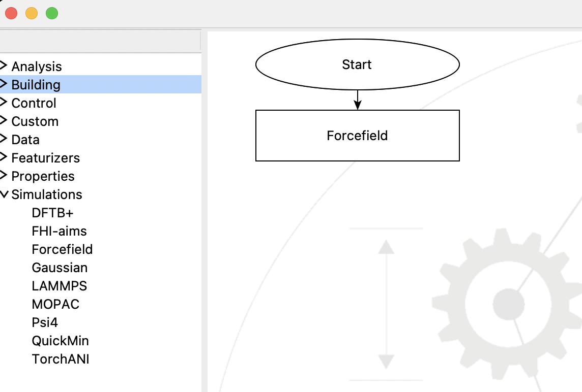 A flowchart with a Forcefield Step